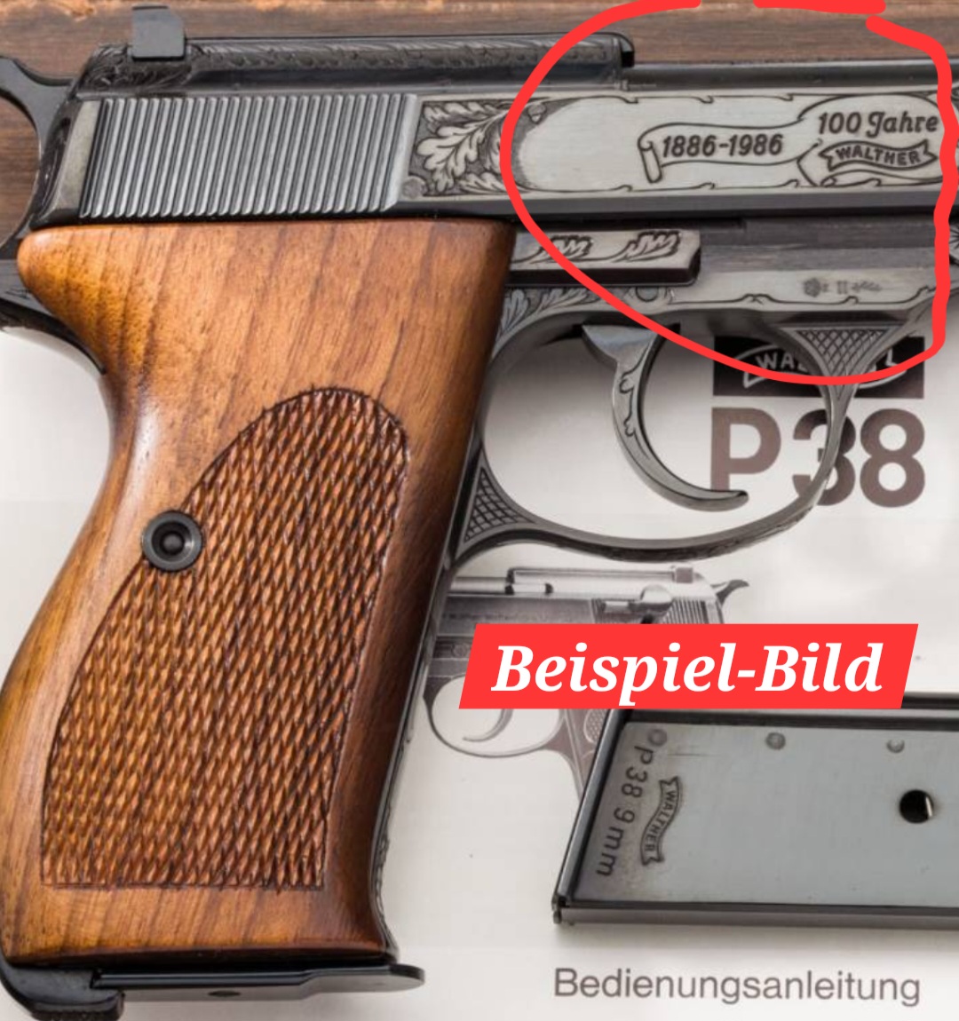 Schöne Holzgriffschalen für Walther P. 38 / P1 aus Sonderserie "100 Jahre Walther". Selten ! – Bild 4