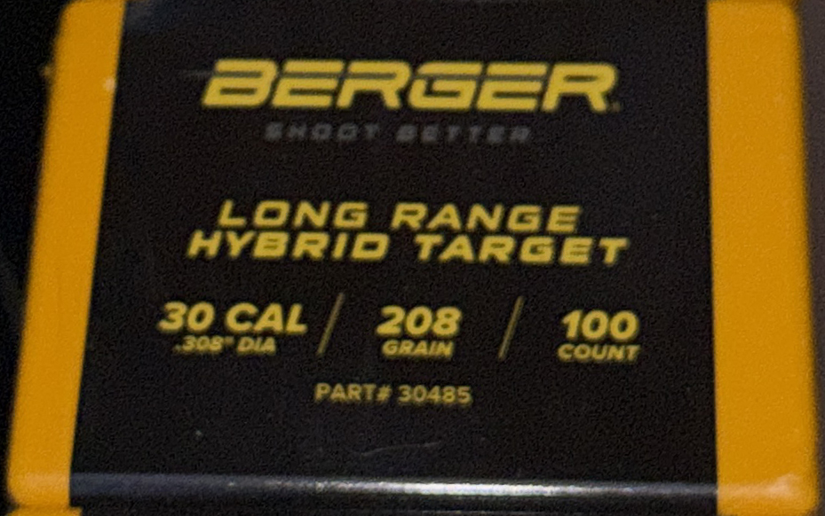 100 Geschosse Berger .30 208 gr Hybrid Target – Bild 1