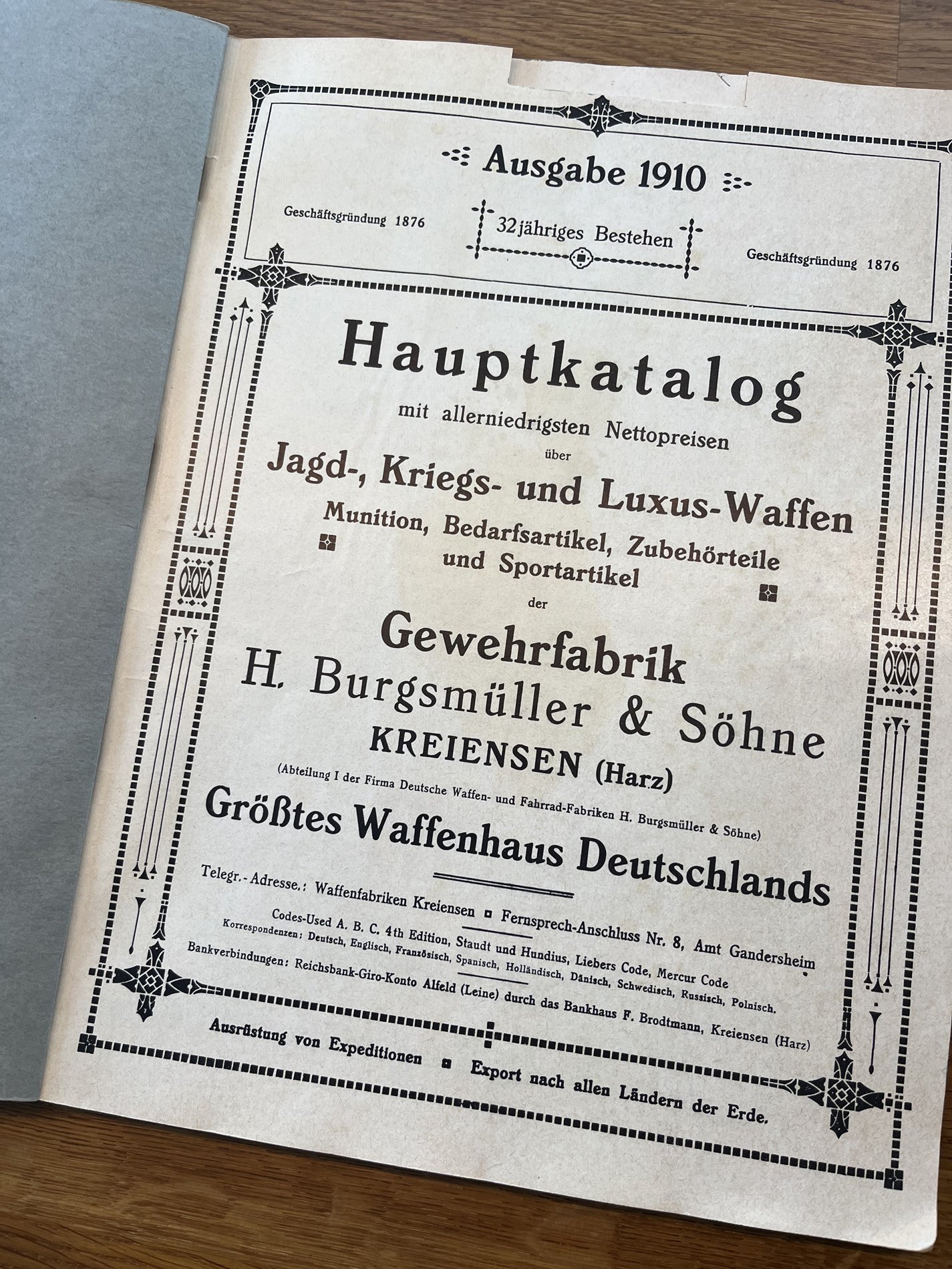 Katalog Moderne Waffen Gewehrfabrik H.Burgsmüller Original !! von 1910 – Bild 2