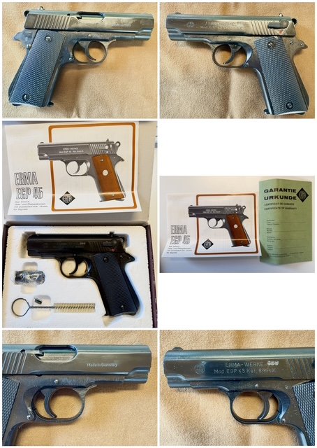 ERMA EGP 45 – PTB 398 – 8 mmK – unbenutzt im Originalkarton – 2 ERMA Magazine + Bianchi Holster – Bild 3
