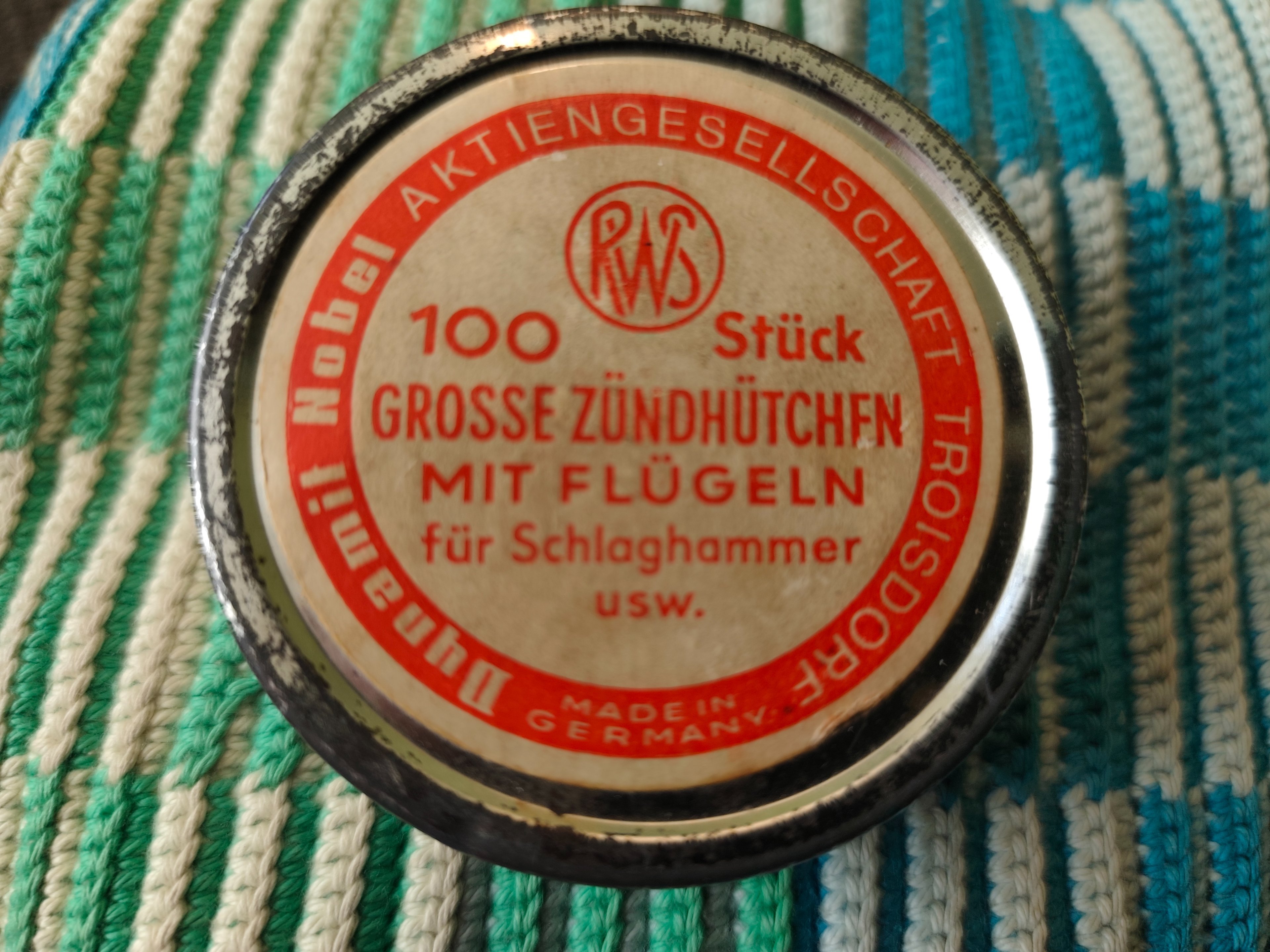 Alte RWS Zündhütchendose – Troisdorf – historische Blechdose – Bild 2