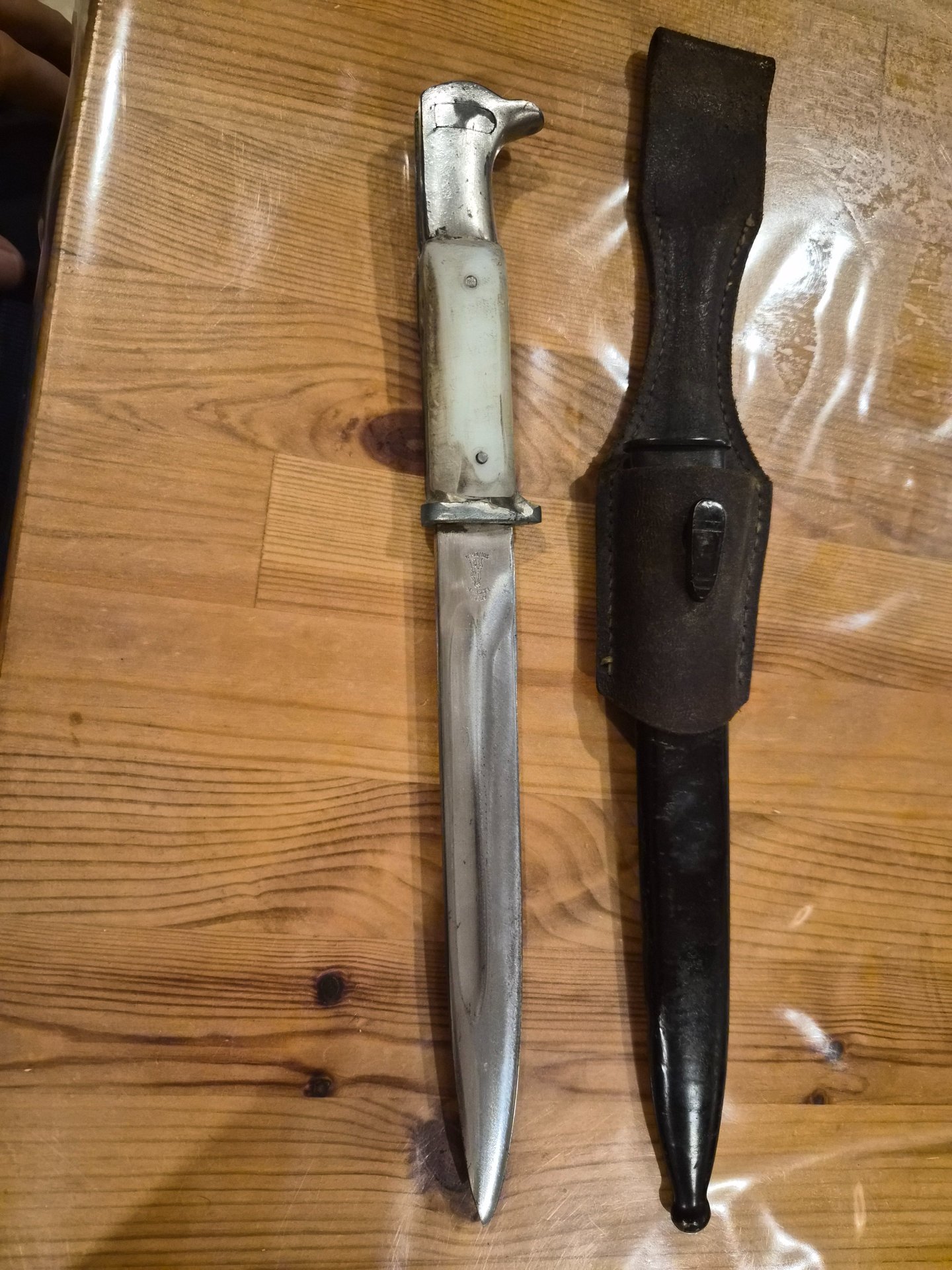Anton Wingen Jr. Solingen Extra-Seitengewehr Bajonett mit Scheide & Koppelschuh – Bild 5