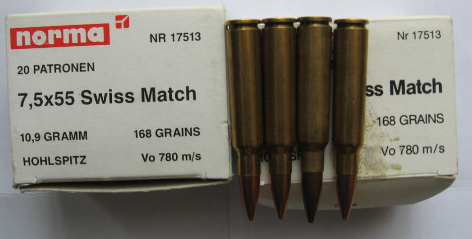 7,5x55 Swiss Match Norma Munition 24 Stück – Bild 1