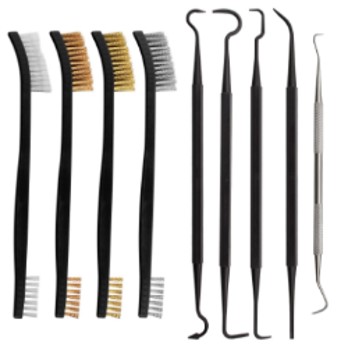 9 teiliges Waffenpflegeset Bürsten und Haken – Bild 1