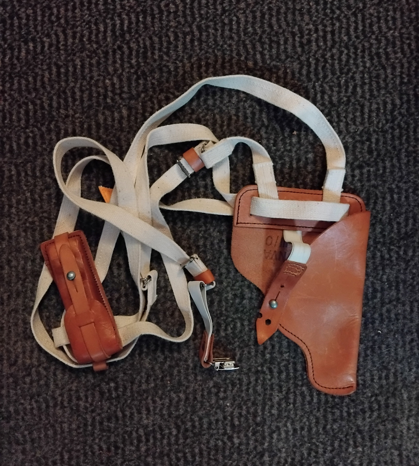 ### Schulter Holster Leder NVA mit Magazin Tasche ### – Bild 1