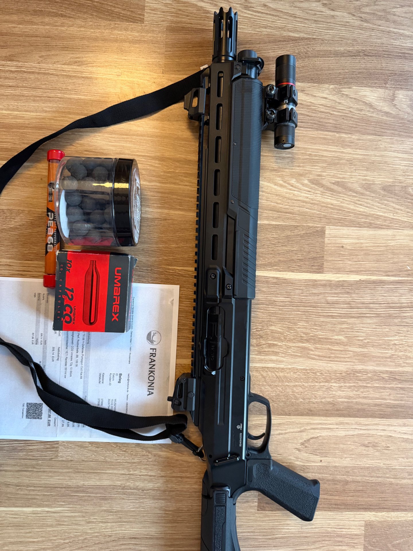 T4E CO2 Gewehr TX 68 Defense Pumpgun cal. 68 inkl. Zubehör und Munition – Bild 6