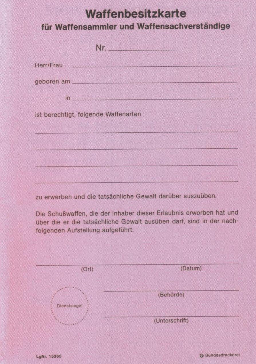 Waffensammler WBK § 17 WaffG – Bild 1