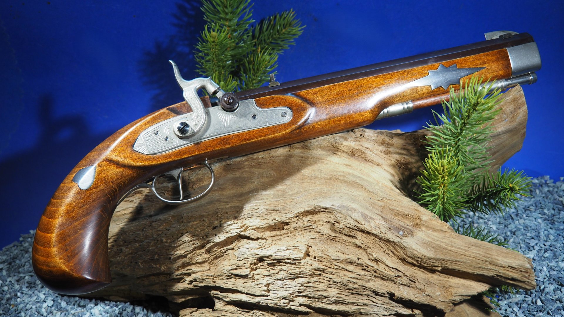 Jukar Spain Kentucky-Pistole, Modell "Silver" Luxus, Kal: .45 Perk., Guter Zustand ! – Bild 1