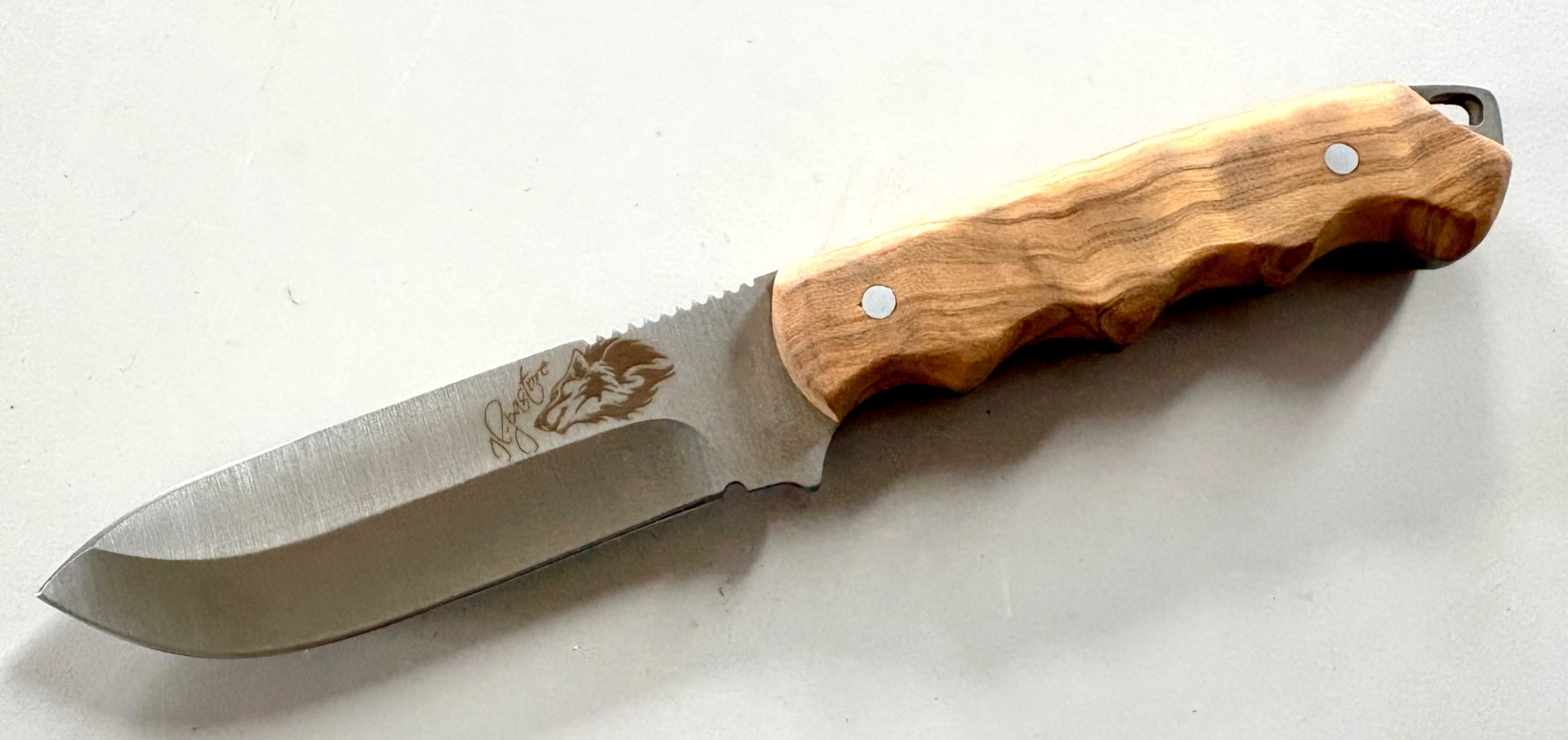 Jagdmesser N690 Böhler Stahl Olivenholz Griff wie neu – Bild 2