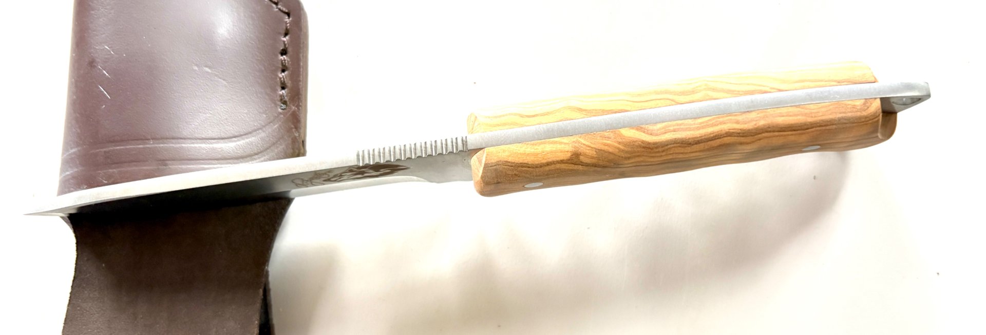 Jagdmesser N690 Böhler Stahl Olivenholz Griff wie neu – Bild 3