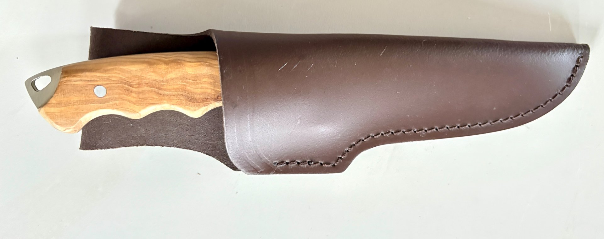 Jagdmesser N690 Böhler Stahl Olivenholz Griff wie neu – Bild 4
