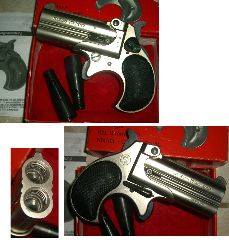 schöner Noris Twinny Derringer mit orig. Box - schwarze Griffschalen! – Bild 1
