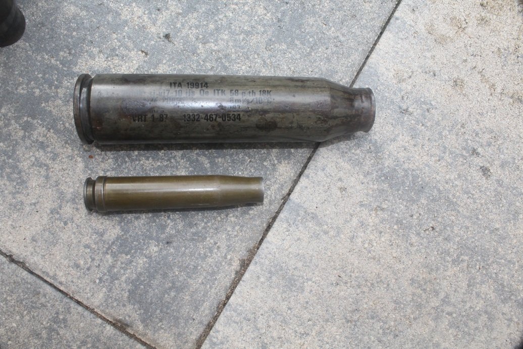 oerlikon 35mm 35x228 stahl Hülsen Finnland markiert & inkmarken . zb Gepard , abwehr flak – Bild 4