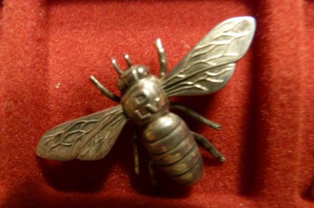 Greifenkunst DLV 32 Bienen 835 Silber + 2 Königsbienen und Bernstein Ag 835 DLV – Bild 4