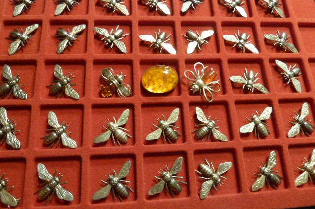 Greifenkunst DLV 32 Bienen 835 Silber + 2 Königsbienen und Bernstein Ag 835 DLV – Bild 6