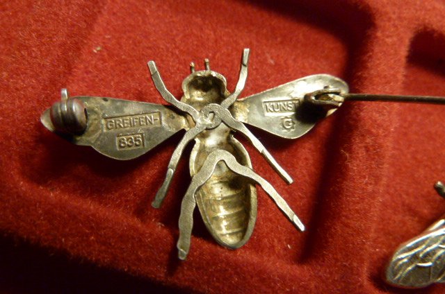 Greifenkunst DLV 32 Bienen 835 Silber + 2 Königsbienen und Bernstein Ag 835 DLV – Bild 3