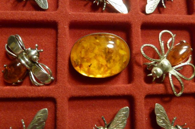 Greifenkunst DLV 32 Bienen 835 Silber + 2 Königsbienen und Bernstein Ag 835 DLV – Bild 5