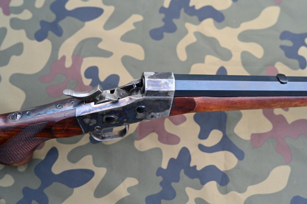 Sportgewehr Einzellader Rolling-Block-Büchse Davide Pedersoli Mod. 3514 Kal. .45-70 Gov., 1991, Top! – Bild 3