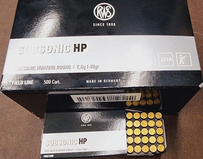 .22LR 40grs RWS Subsonic HP 500 Stk. Nr. 2132664# SSZ Berka – Bild 1