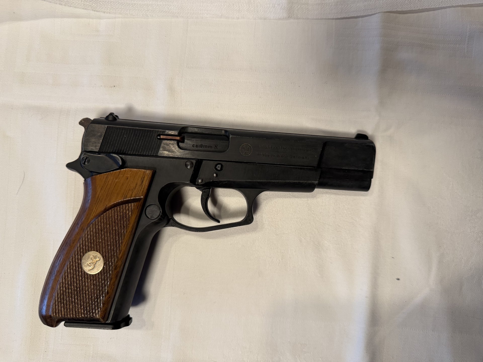 Umarex Browning GPDA8, 8 mm K, PTB, Made in West Germany, Holzgriffschalen – Bild 1