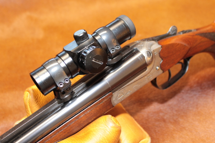 Sehr gut erhaltene Doppelbüchse Suhler Jagdhütte, Kal. 9,3x74 R mit Red Dot ADCO Mirage – Bild 1