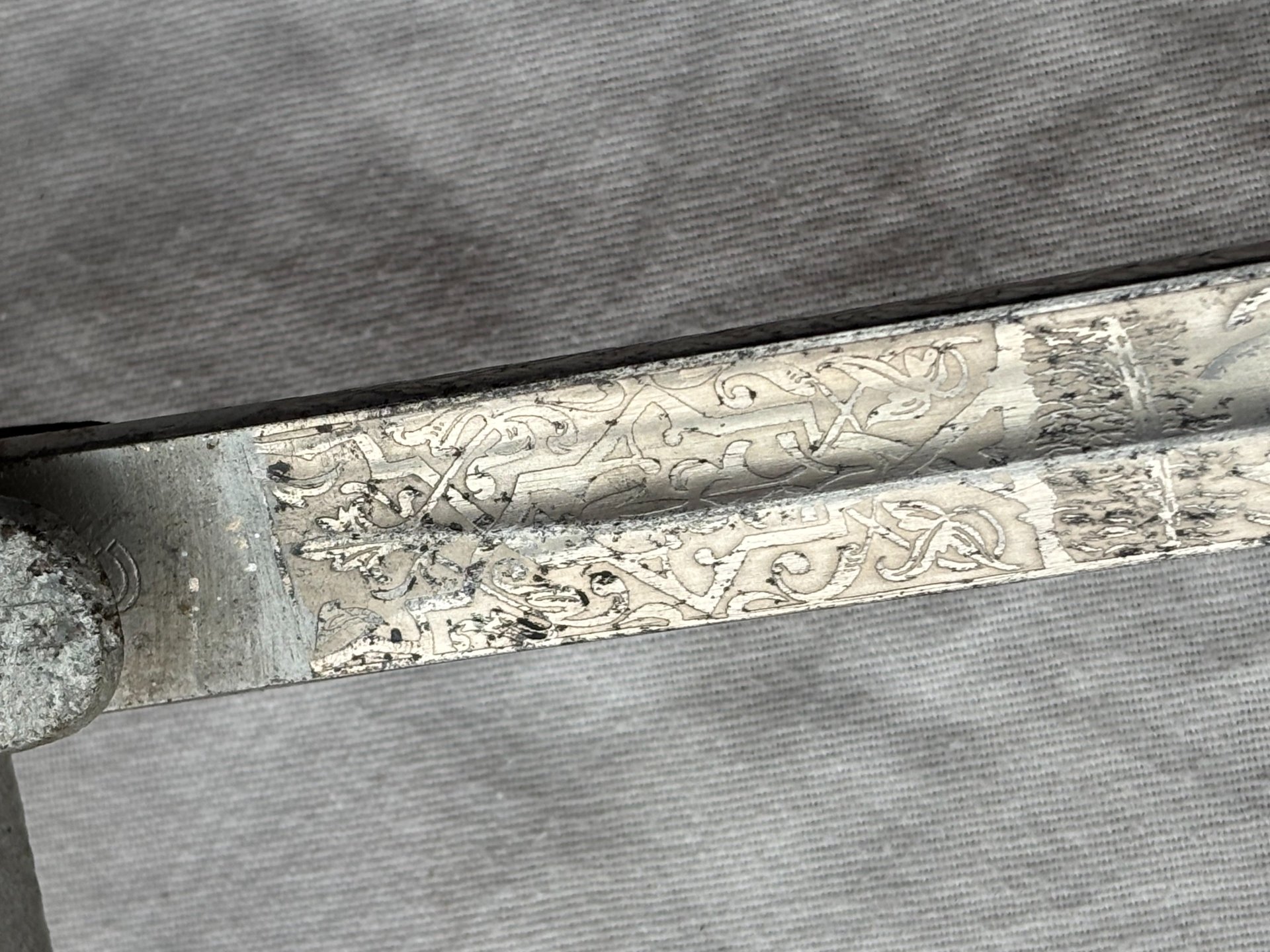 Preußen Artillerie Säbel Top Klingenätzung. 3.Preuß Art.Rgt. Kanonier Zug. Schwarze Metall Scheide – Bild 10