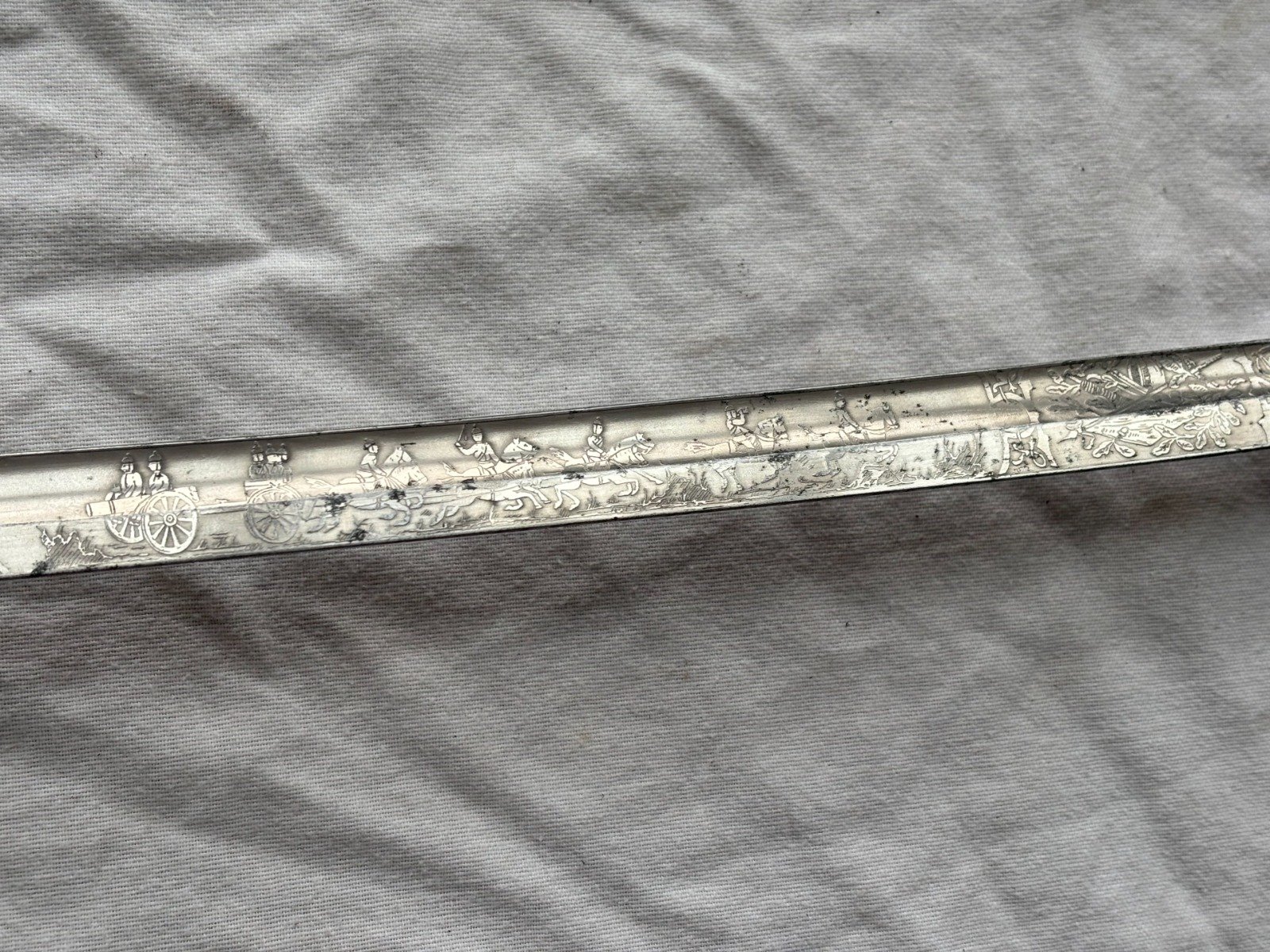 Preußen Artillerie Säbel Top Klingenätzung. 3.Preuß Art.Rgt. Kanonier Zug. Schwarze Metall Scheide – Bild 12