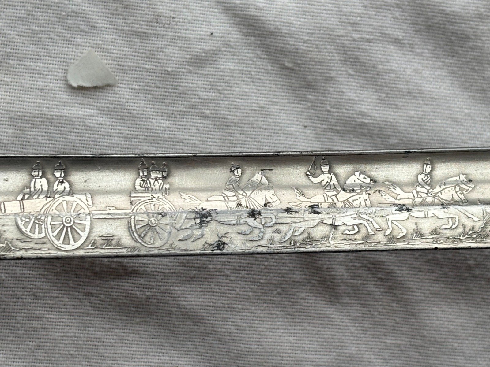 Preußen Artillerie Säbel Top Klingenätzung. 3.Preuß Art.Rgt. Kanonier Zug. Schwarze Metall Scheide – Bild 5