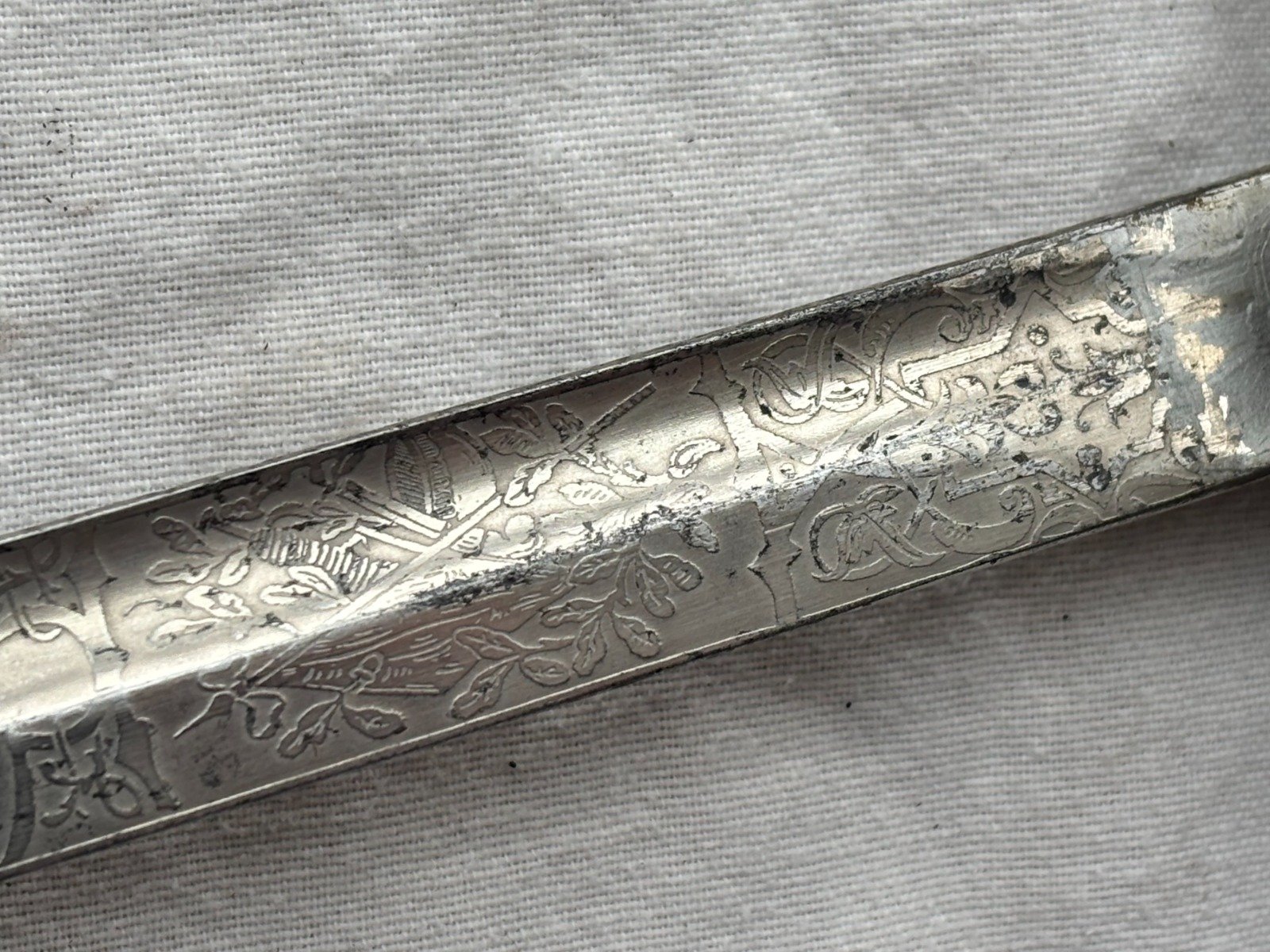 Preußen Artillerie Säbel Top Klingenätzung. 3.Preuß Art.Rgt. Kanonier Zug. Schwarze Metall Scheide – Bild 7