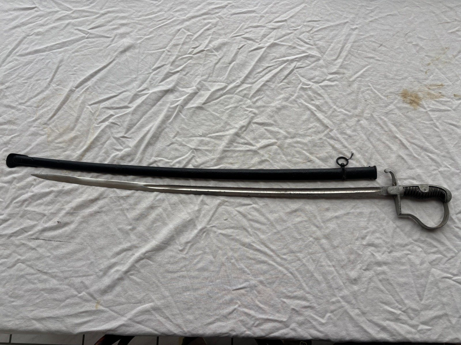 Preußen Artillerie Säbel Top Klingenätzung. 3.Preuß Art.Rgt. Kanonier Zug. Schwarze Metall Scheide – Bild 2