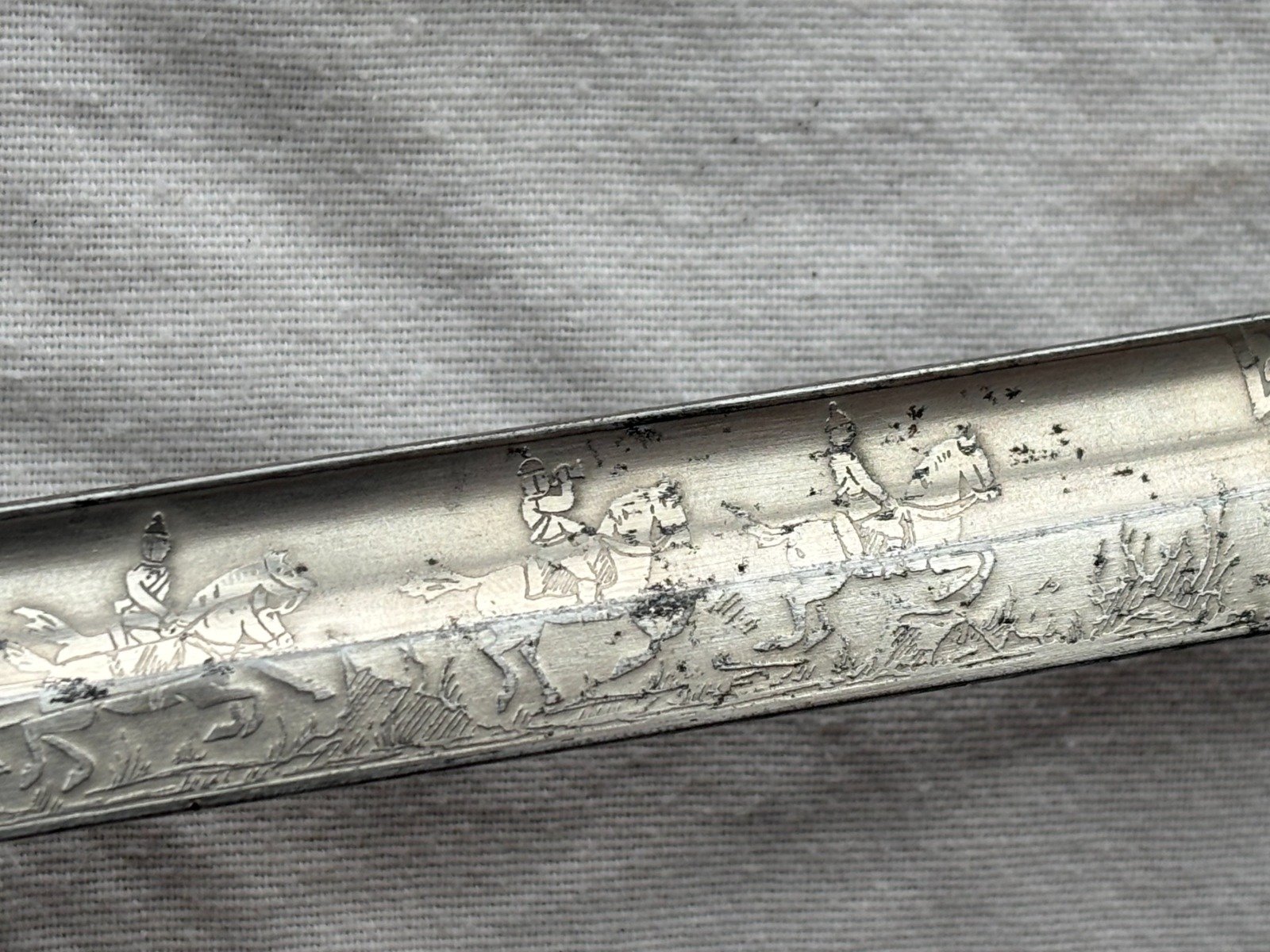 Preußen Artillerie Säbel Top Klingenätzung. 3.Preuß Art.Rgt. Kanonier Zug. Schwarze Metall Scheide – Bild 6