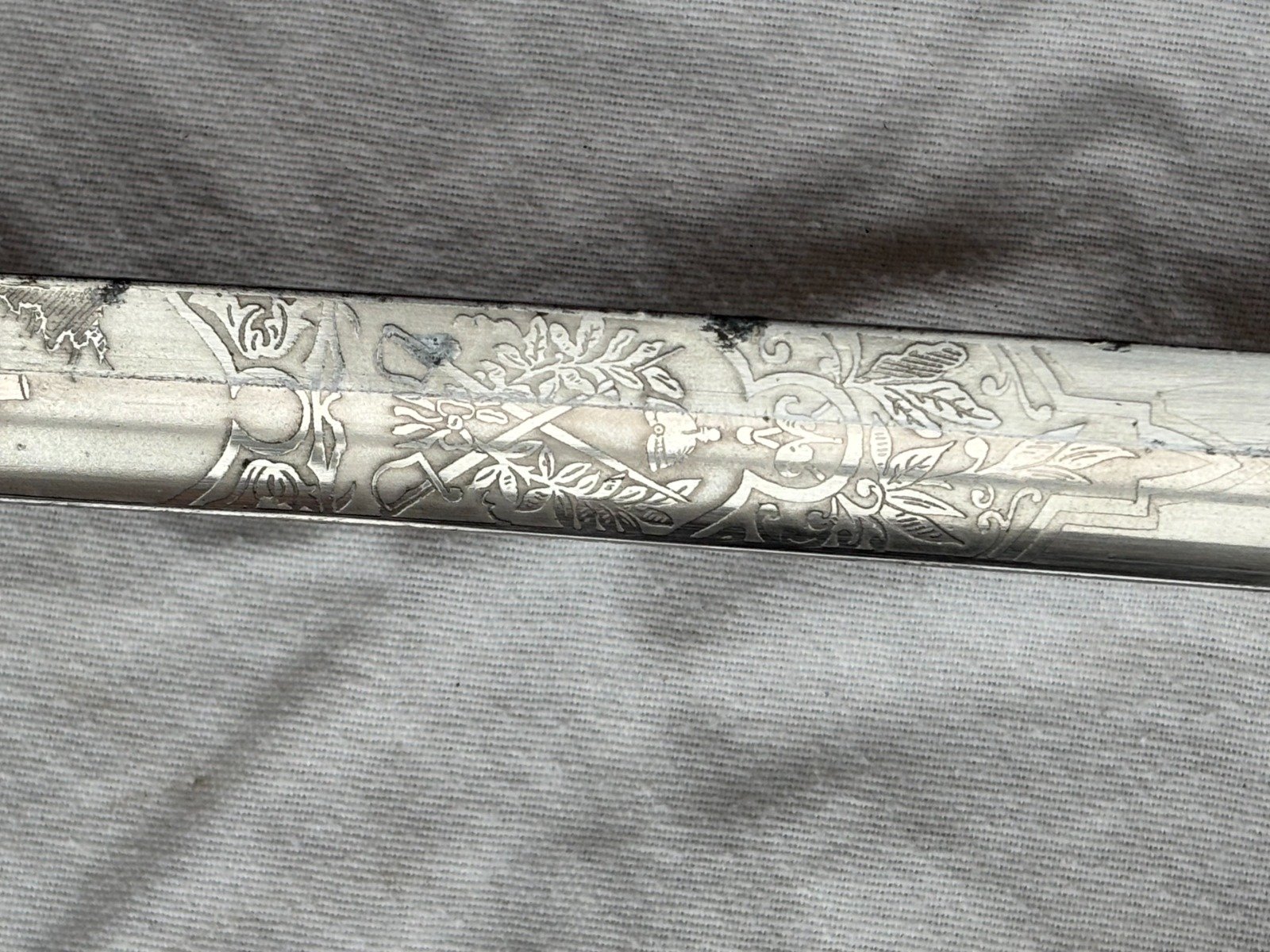 Preußen Artillerie Säbel Top Klingenätzung. 3.Preuß Art.Rgt. Kanonier Zug. Schwarze Metall Scheide – Bild 4