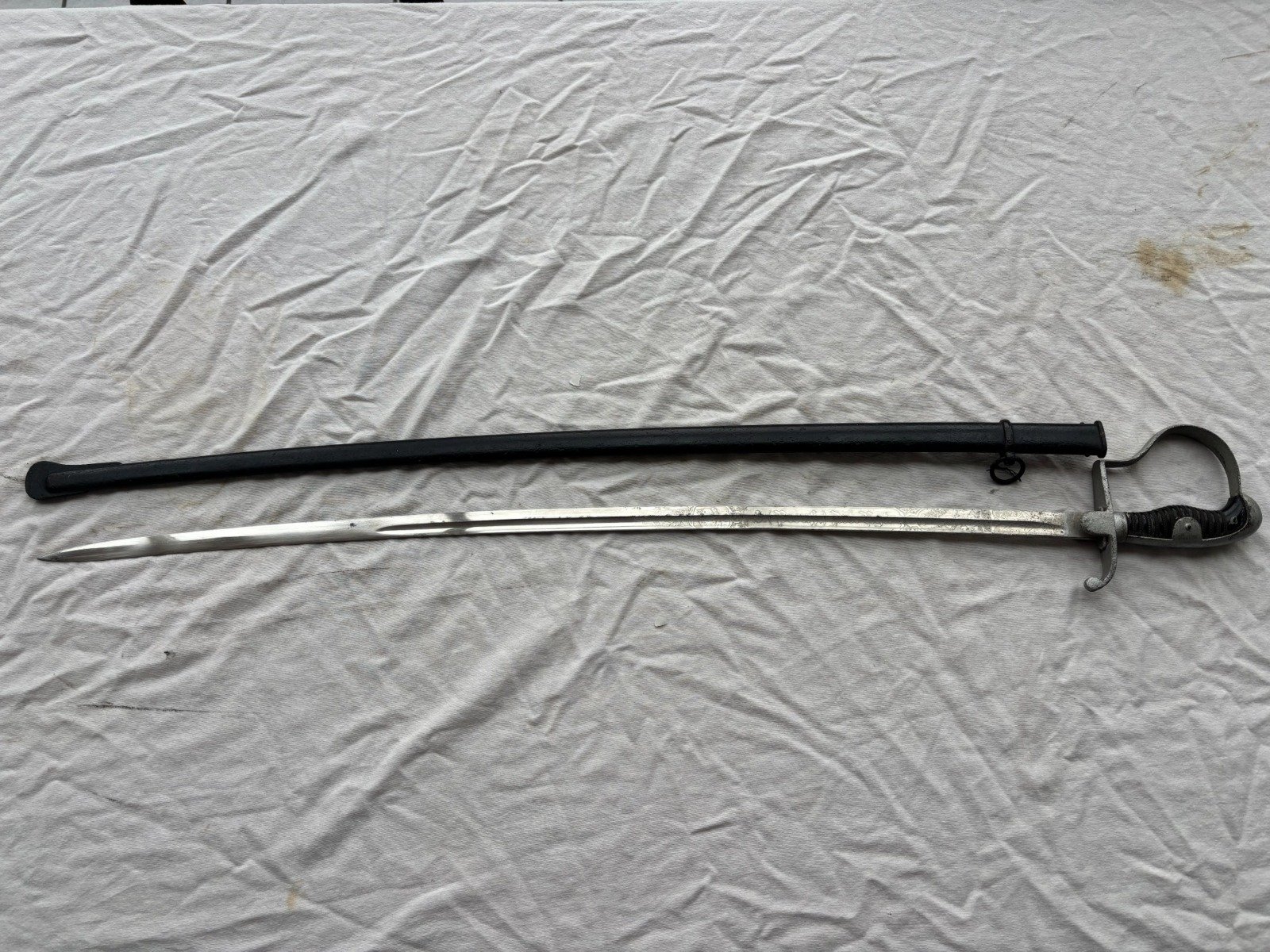 Preußen Artillerie Säbel Top Klingenätzung. 3.Preuß Art.Rgt. Kanonier Zug. Schwarze Metall Scheide – Bild 18