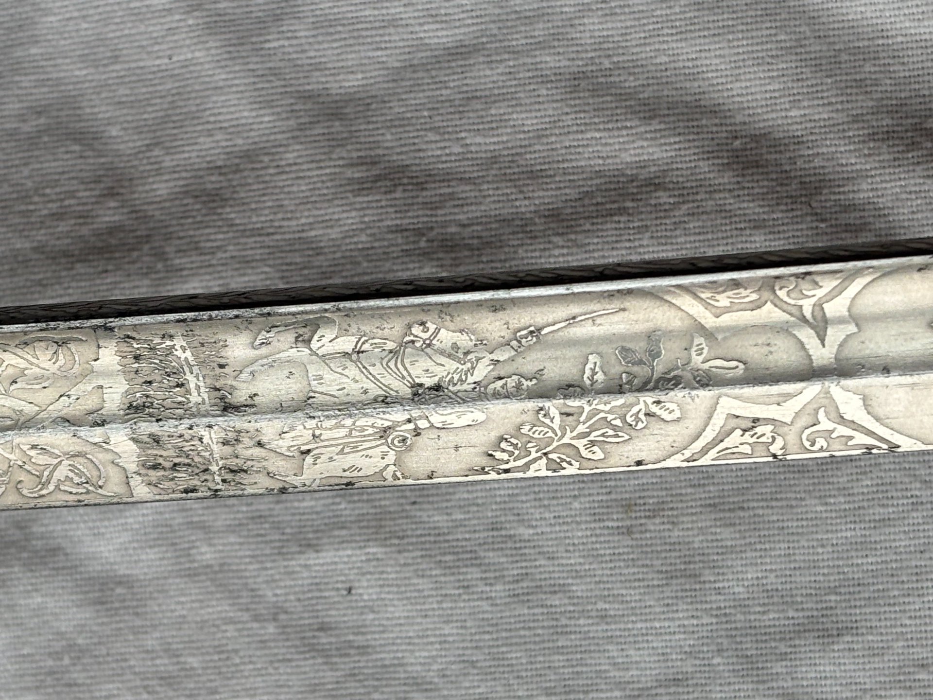Preußen Artillerie Säbel Top Klingenätzung. 3.Preuß Art.Rgt. Kanonier Zug. Schwarze Metall Scheide – Bild 9