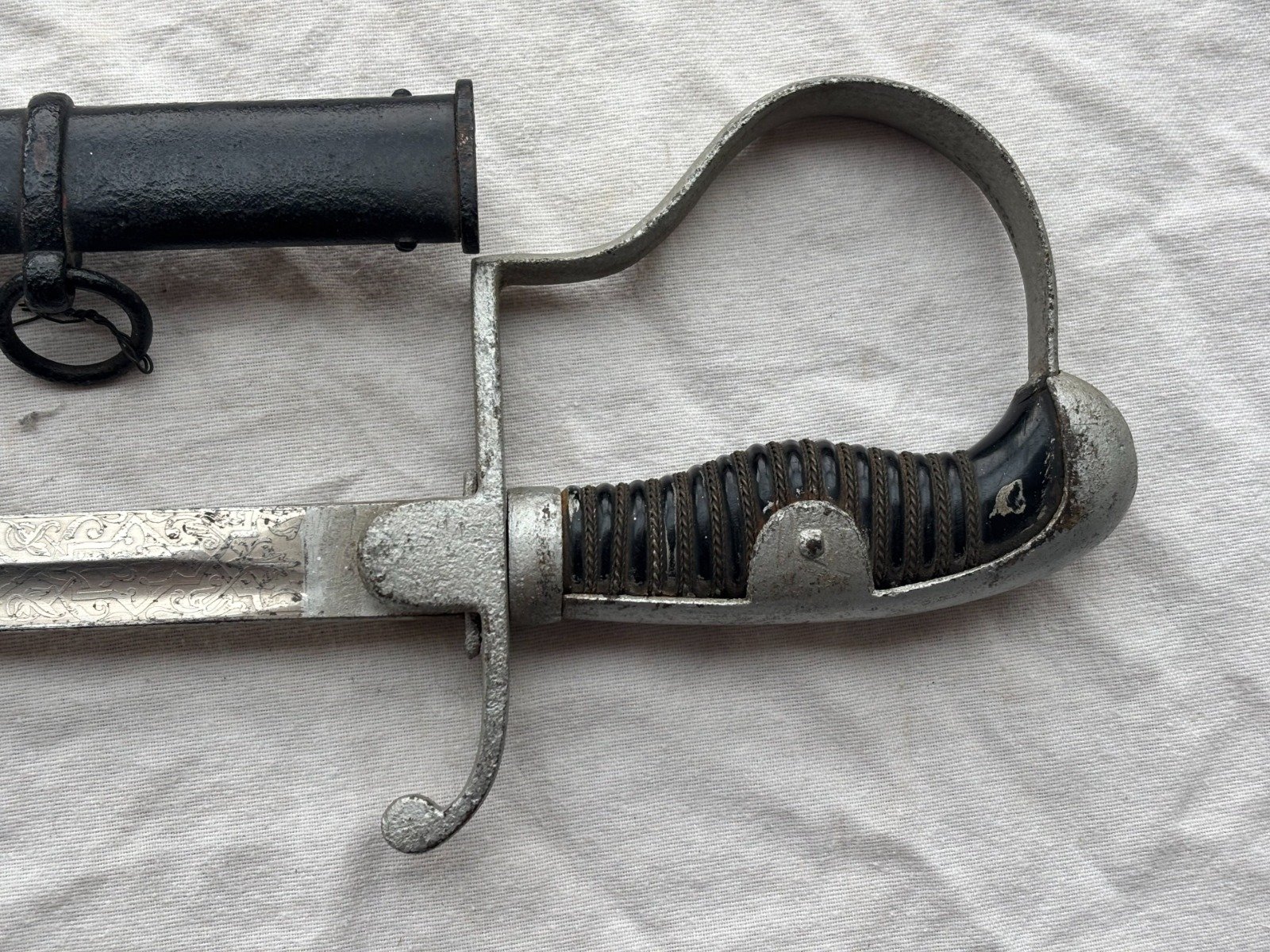 Preußen Artillerie Säbel Top Klingenätzung. 3.Preuß Art.Rgt. Kanonier Zug. Schwarze Metall Scheide – Bild 17
