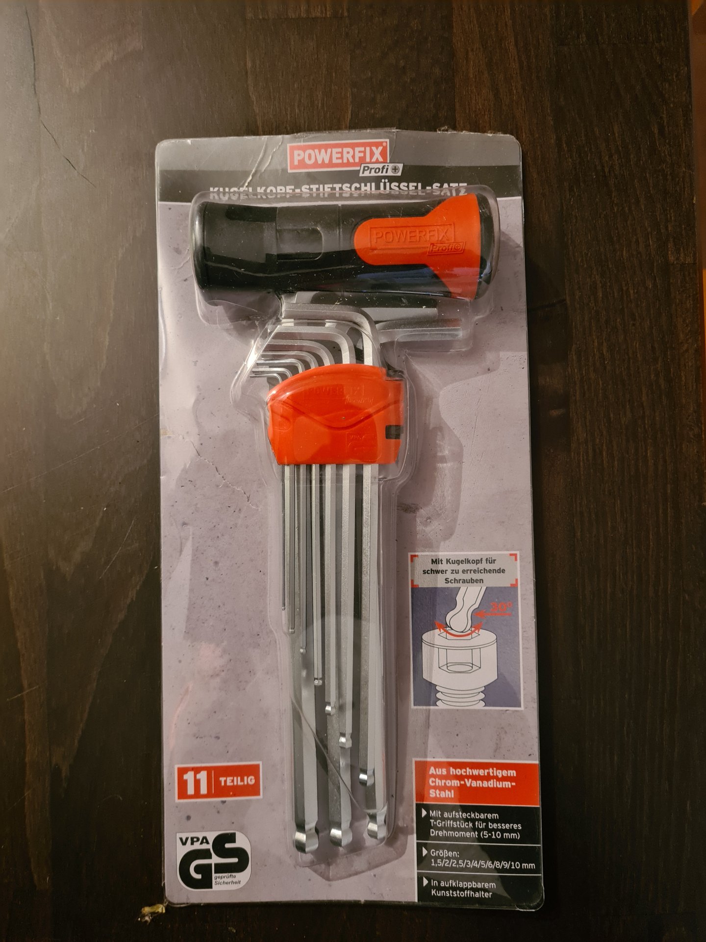 Powerfix Kugelkopf-Stiftschlüsselsatz 1,5–10 mm – Chrom-Vanadium – neu OVP Inbus Werkzeug – Bild 1