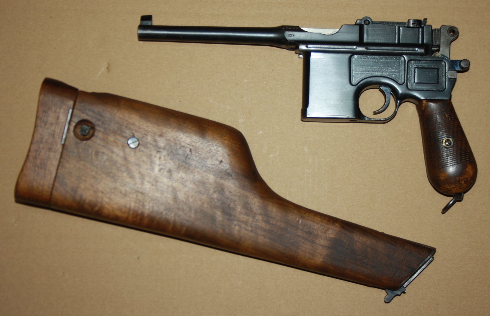 orig. Mauser C96 Mod. 1912 "Skandinavien-Kontrakt" im Kal. 7,63mm Mauser -mit nrgl. Anschlagkasten-- – Bild 1