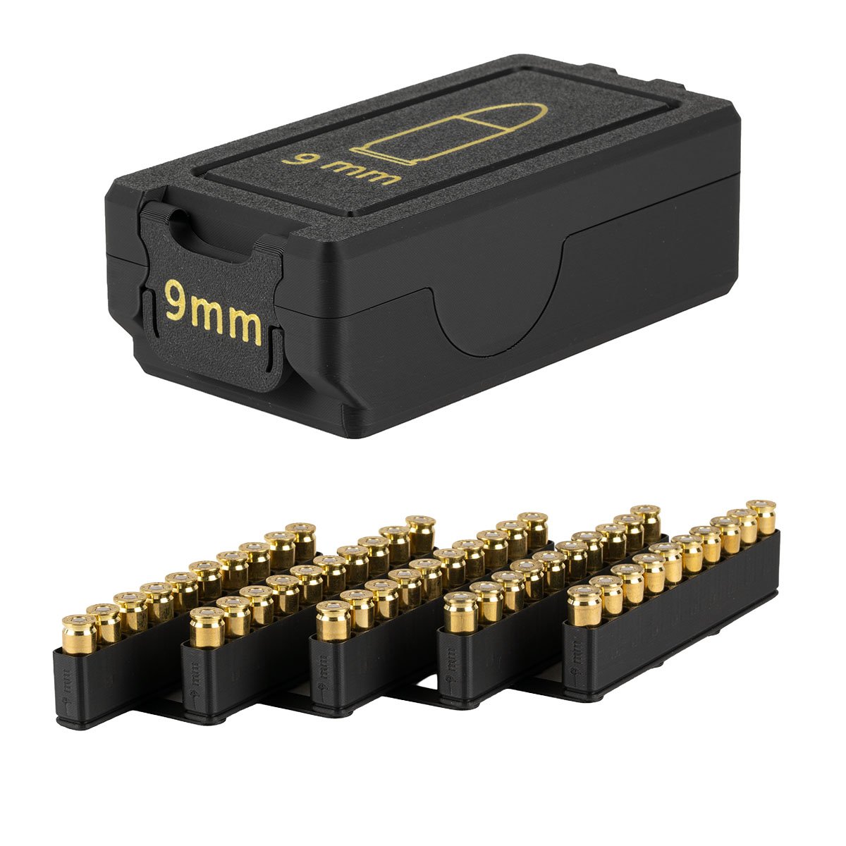 Munitionsbox 9mm .32 .38 .357 .44 .45 ACP Patronenbox mit Entnahmehilfe – Bild 1