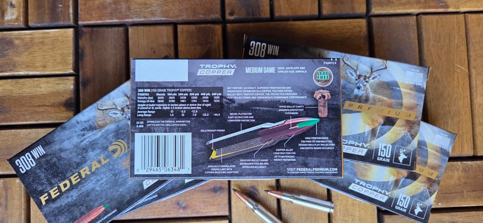 100 Schuss Federal Bleifrei Trophy Copper Kal. .308 Win. 150 grain, 1 Los – Bild 2