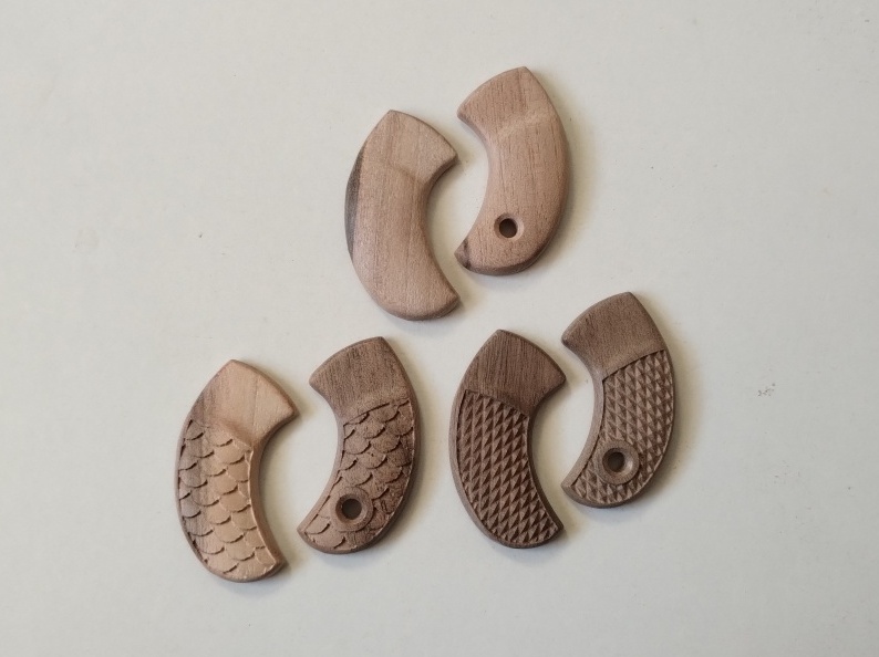 3 Paare Holzgriffschalen für Röhm Little Joe (blank+Fischschuppen+klassisch) – Bild 1
