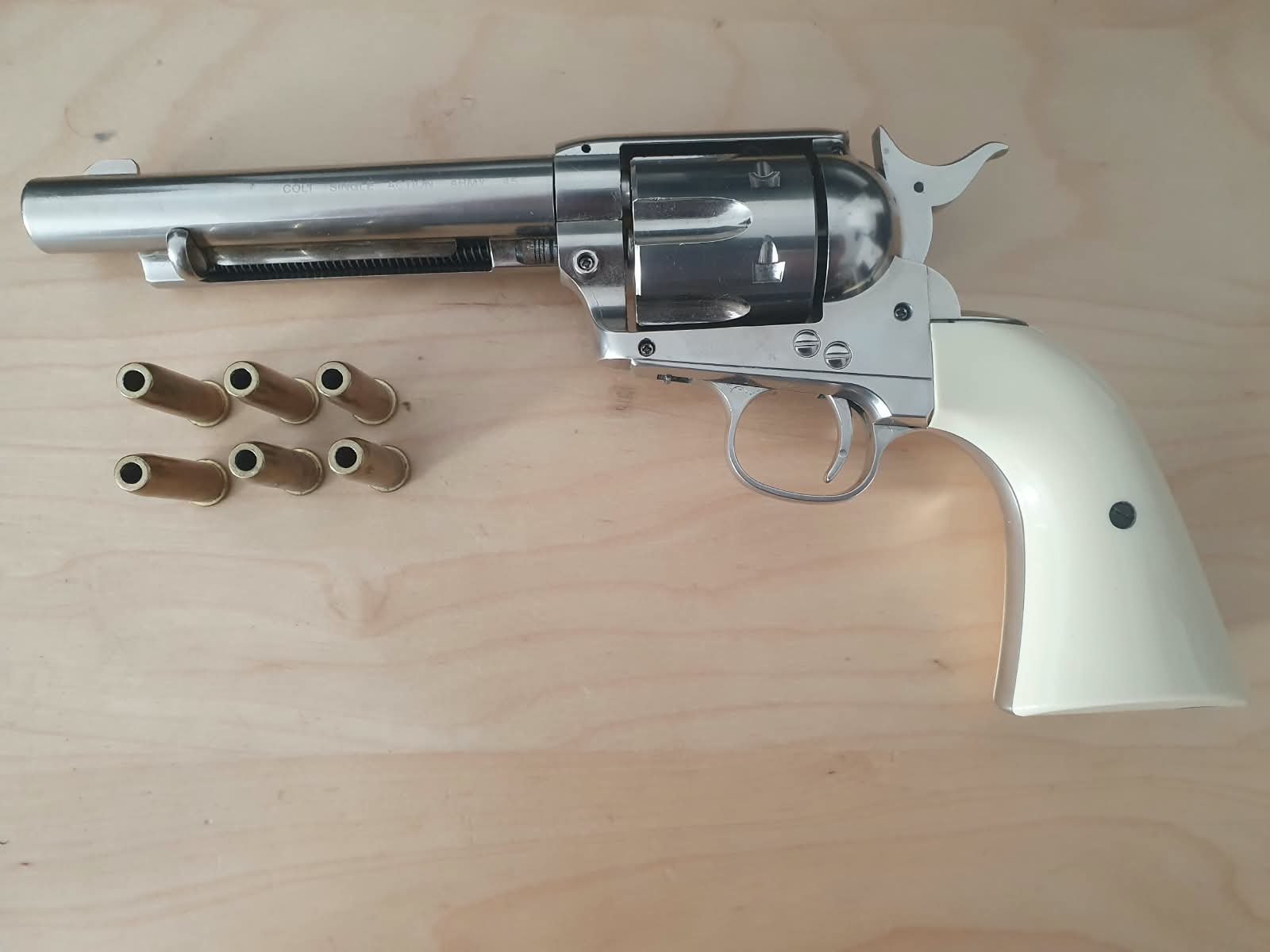 Vollmetall COLT SAA .45 Revolver * Nickel Finish * 4,5 mm – Bild 2