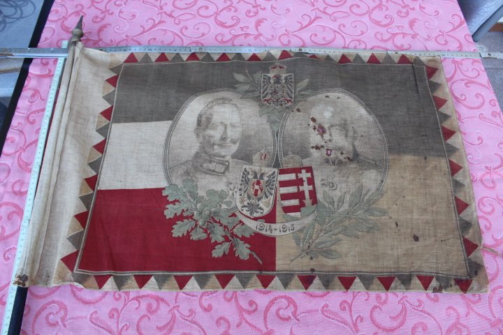 WkI. Original Fahne Kaiser Wilhelm und Franz Josef von Österreich. – Bild 1