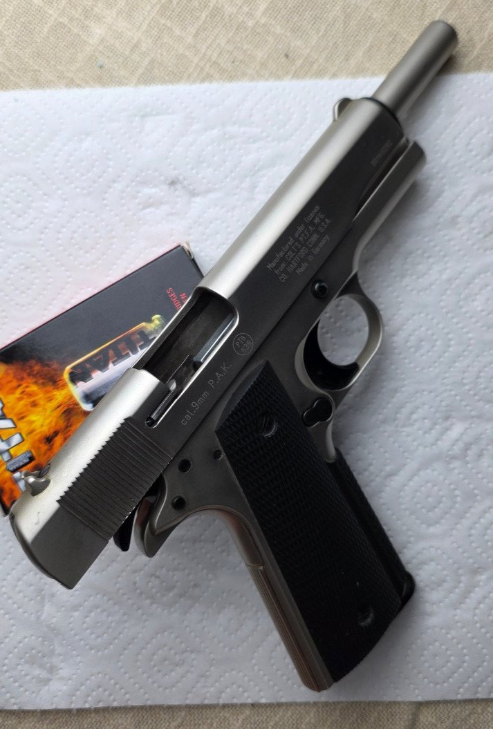 COLT GOVERNMENT 1911 A1 – PTB 638 – 9 mm P.A.K. – silberfarbene Ausführung – Bild 3