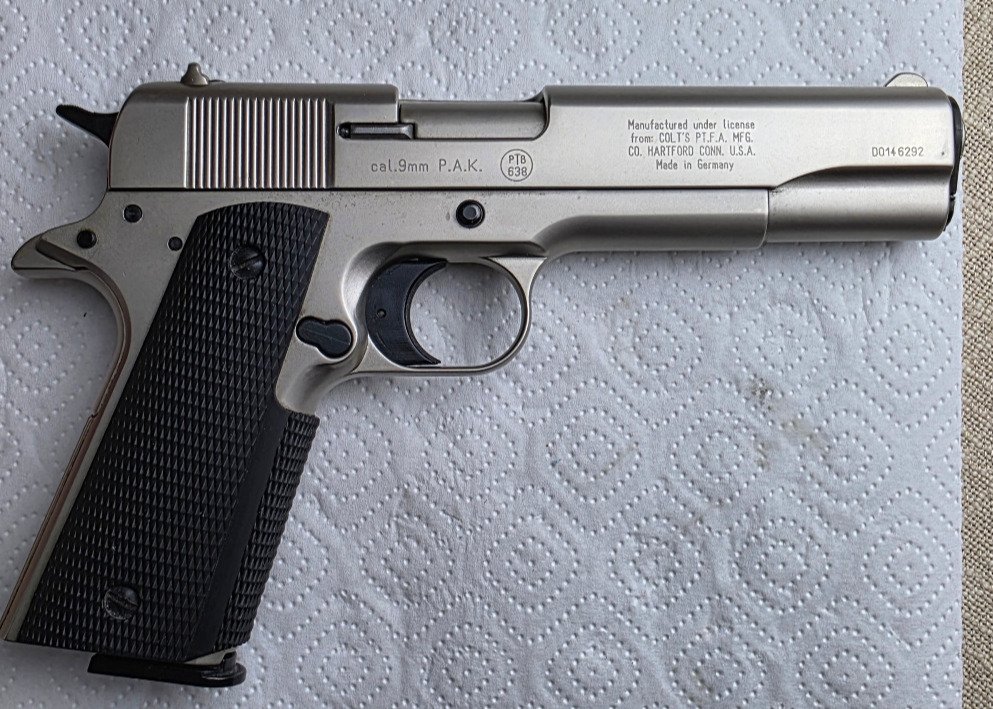 COLT GOVERNMENT 1911 A1 – PTB 638 – 9 mm P.A.K. – silberfarbene Ausführung – Bild 2