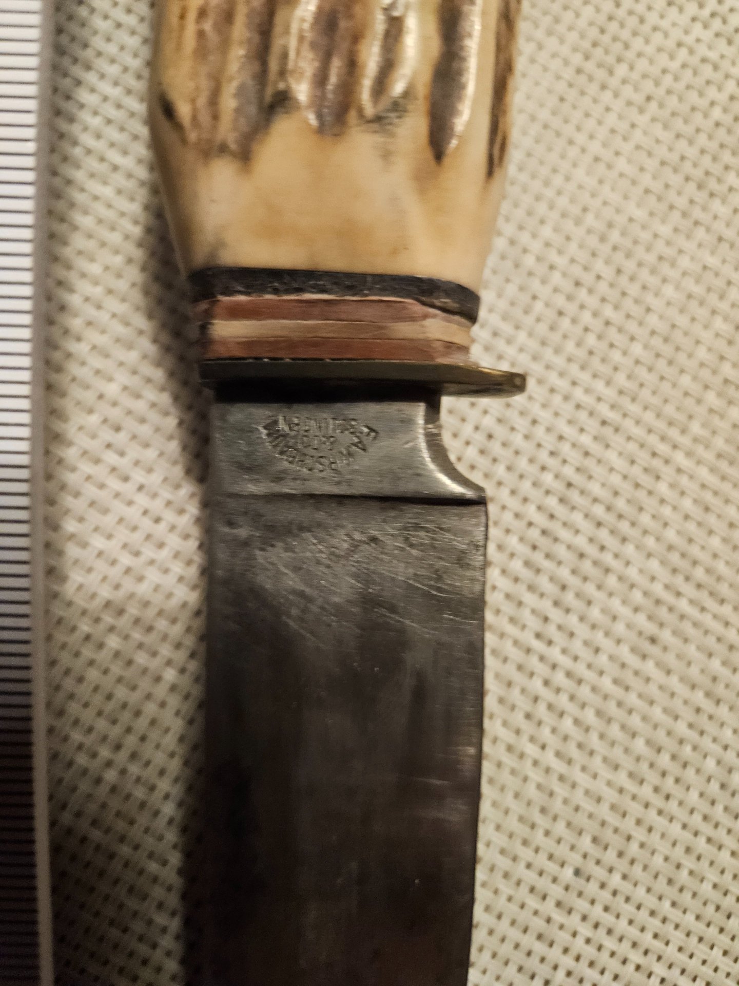 Historisches Jagdmesser F. A. Kirschbaum Solingen – Ehrliche Patina & Scheide – Bild 3