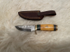 Kleines Damastmesser 15 cm Bein gelb