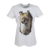 ALMTRACHT T-Shirt Damen FUCHS Porträt ! weiß farbig 100% Natur-Baumwolle | Rundhals Größe: M MEDIUM