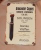 Emailleschild Alexander Coppel blanke Waffen 20 x 30 cm