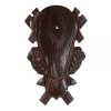 Rehbockbrett EICHE geschnitzt 23x14cm Dunkel Gehörnbrettchen Trophäenschild | Rückseite m Ausfräsung