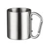 Doppelwandiger Edelstahlbecher / Tasse mit silbernem Karabinergriff